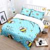 Cute Hand-drawn Bees with Hearts Pattern Bedding Set 1 Duvet Cover 2 Pillowcases for Adult and Children Luxury Gift Full Size