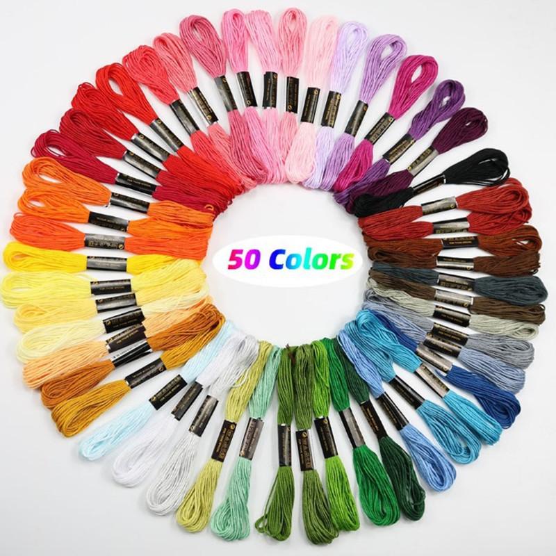 

50 шт./компл., 50 цветов, вышивка крестиком, нить для вышивания, ветка, нить из полиэстера, хлопка, линия для вышивания 50Pcs/set разноцветный