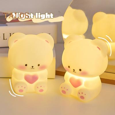 Niedliche Silikon-Cartoon-Lampe, LED-Nachtlicht, sanftes Leuchten, flimmerfrei, batteriebetrieben, Nachttischlampe, Schreibtischdekoration