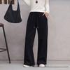 Women's High-Waisted Red Wide-Leg Pants - Slimming, Solid Color, Loose, Casual Fit for Spring & Autumn