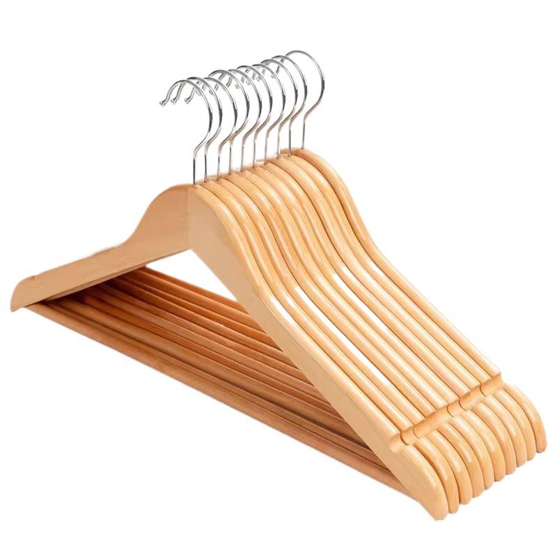Anti-Slip Solid Wood Clothes Hanger - No Trace, Ideal for Home, Store, and Hotel Wardrobes