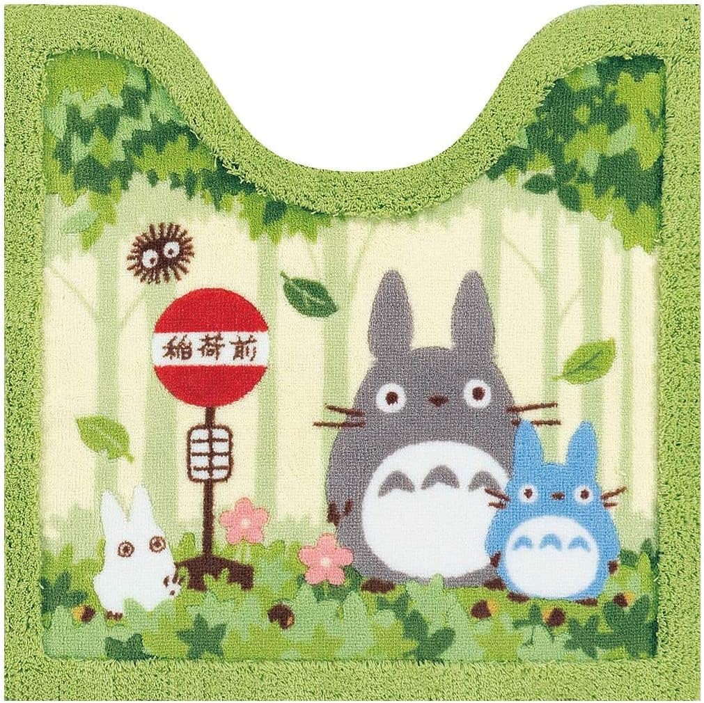 My Neighbor Totoro Friends Washing Toilet Seat Lid Cover Toilet Mat Slippers Paper Holder Cover 4 Piece Set Green