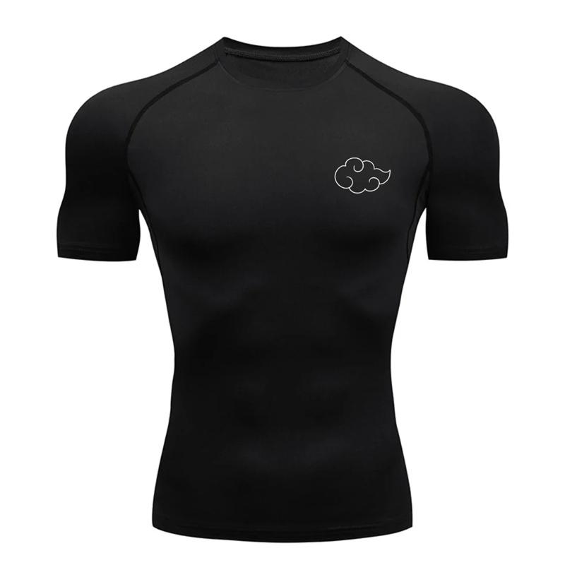 Cloud Print Compression Shirt for Men Gym Workout Running Tshirts Undershirts Baselayers Athletic Quick Dry Tees Tops Activewear