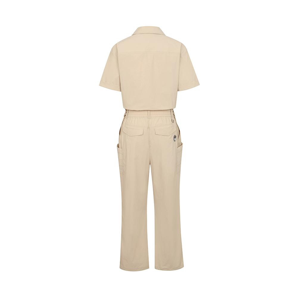 MALBON GOLF Shirt-Style Loose Fit Jumpsuit Beige (Woman)