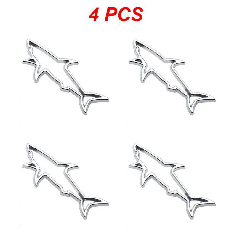 1~4PCS Universal Metal Car Styling Sticker Hollow Fish Shark Emblem Badge Decals Automobiles Motorcycle Computer Fuel