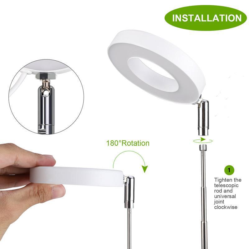 LED Retractable Full Spectrum Grow Light: Dimmable Angel Ring with Red, Blue, Warm Light for Indoor Plants and Succulents