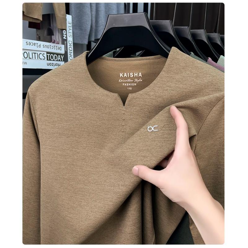 Ny långärmad T-shirt för unga medelålders trendiga herrkläder Snabbtorkande avslappnad och moderiktig