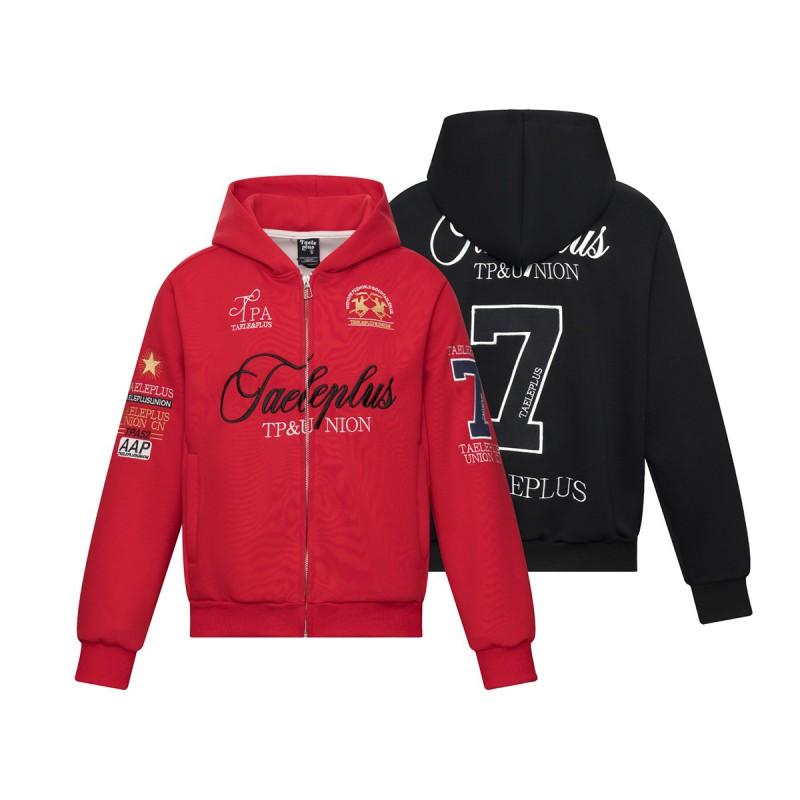 American Retro Street Racing Hooded Sweatshirt Embroidered Zip-Up Jacket Loose Fit Teens