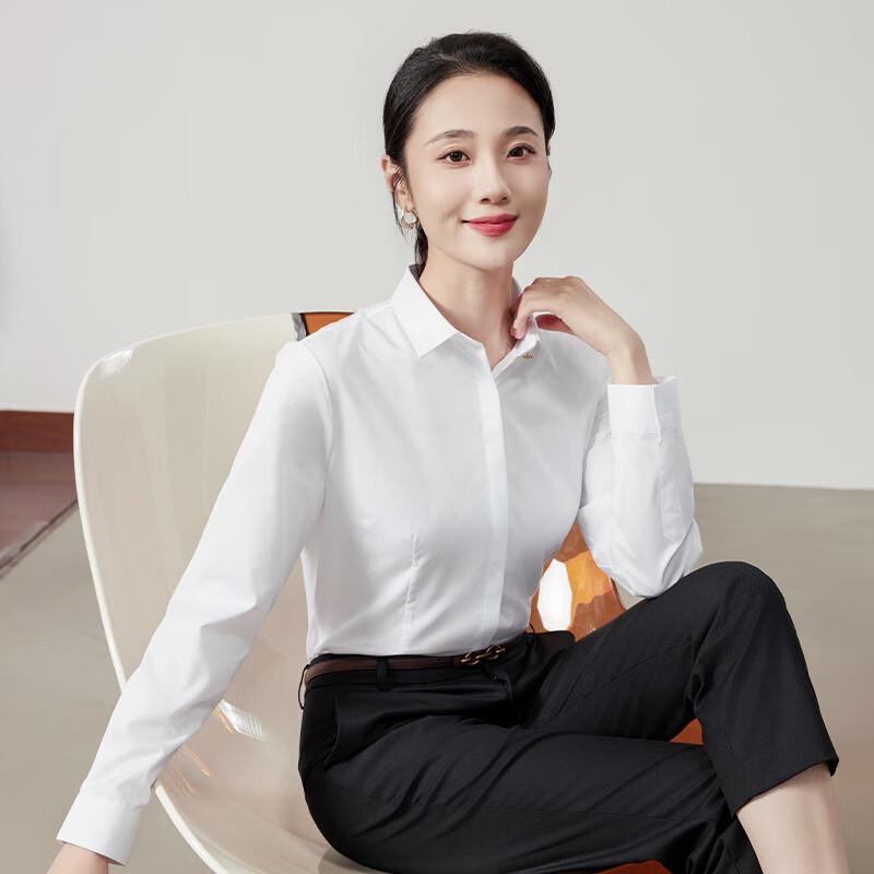 LANGSHA Women's Long-Sleeve White Shirt