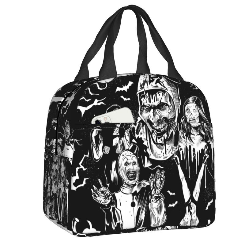 Custom Poster Of T-Terrifiers Halloween Resuable Lunch Boxes Women Leakproof Cooler Thermal Food Insulated Lunch Bag Office Work