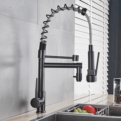 Spültischarmatur, schwarzer Küchenarmatur mit herunterziehbarer Brause, kommerzieller Edelstahl-Wäscherei-Einhebelmischer, herausziehbare Küchenarmaturen, schwarz