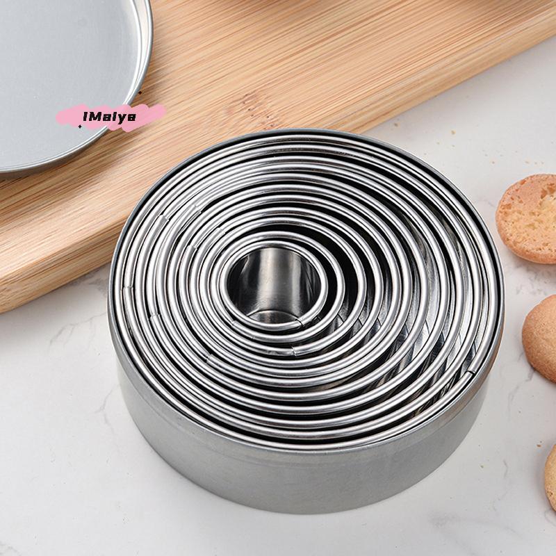 M-11 Stück Edelstahl-Ausstecher-Set runde Keksform Kreis Mousse-Form Kuchen-Dekorationswerkzeug Backform für DIY-Kuchen