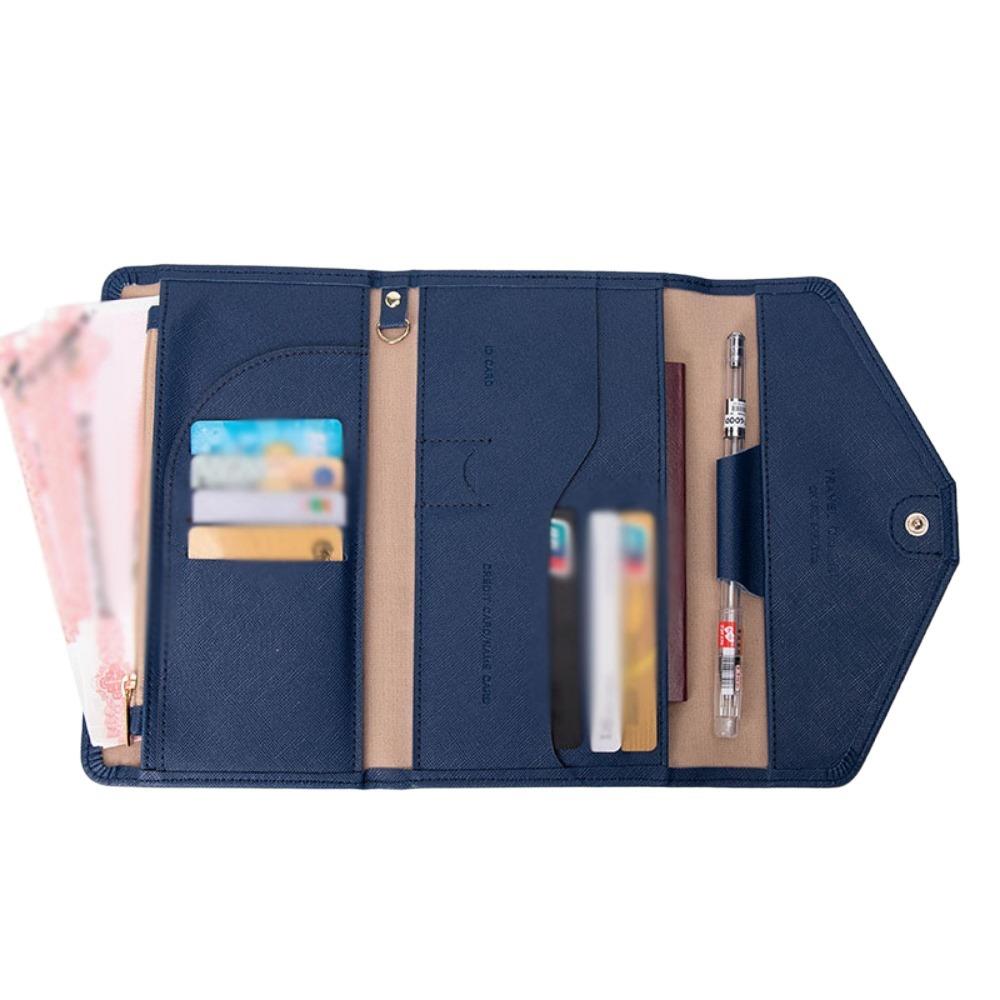 Large Capacity Passport Wallet PU Leather RFID Blocking Wallet  Travel Accessories синий