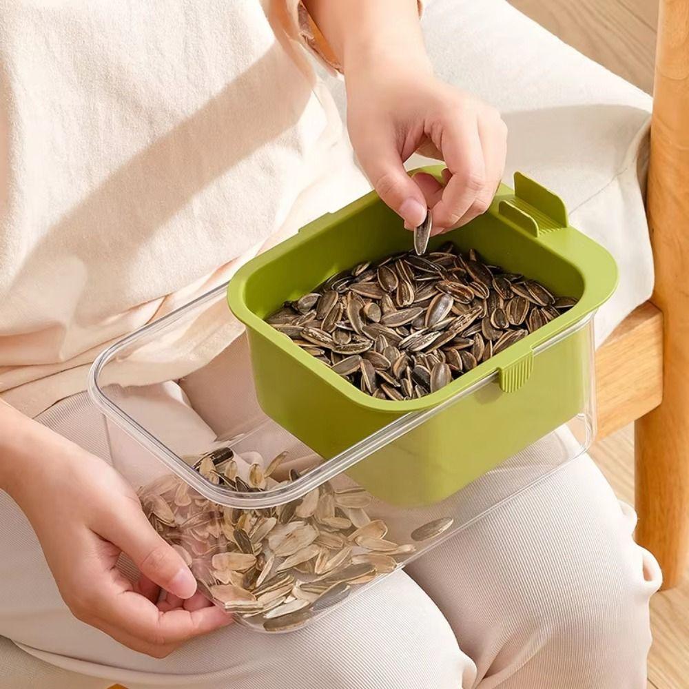 Plastic Nut Snack Box Double Layer Snacks Dry Fruit Box Fruit Draining Basket  Desktop Use