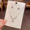French Style Clover Zircon Necklace Set Fashionable Daily Wear Clavicle Chain Women