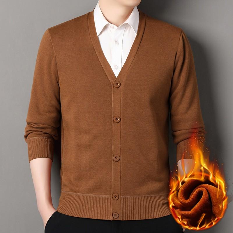 Men's V-neck Casual Cardigan Sweater Autumn Winter Button Knit Outwear