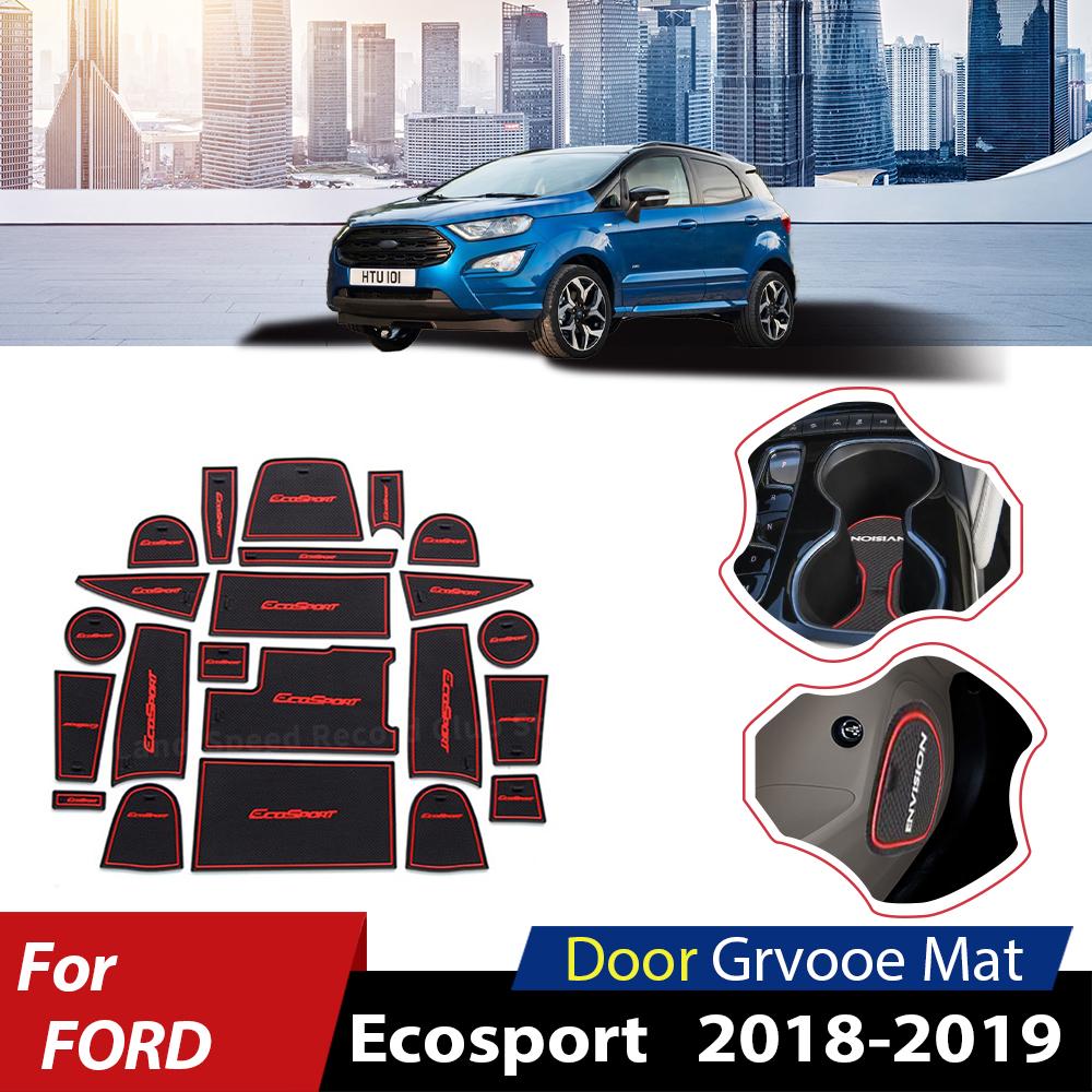 

Нескользящий резиновый коврик для автомобильных ворот, коврик для Ford Ecosport 2018, противоскользящий дверной коврик, резиновый коврик с пазом для чашки, интерьер