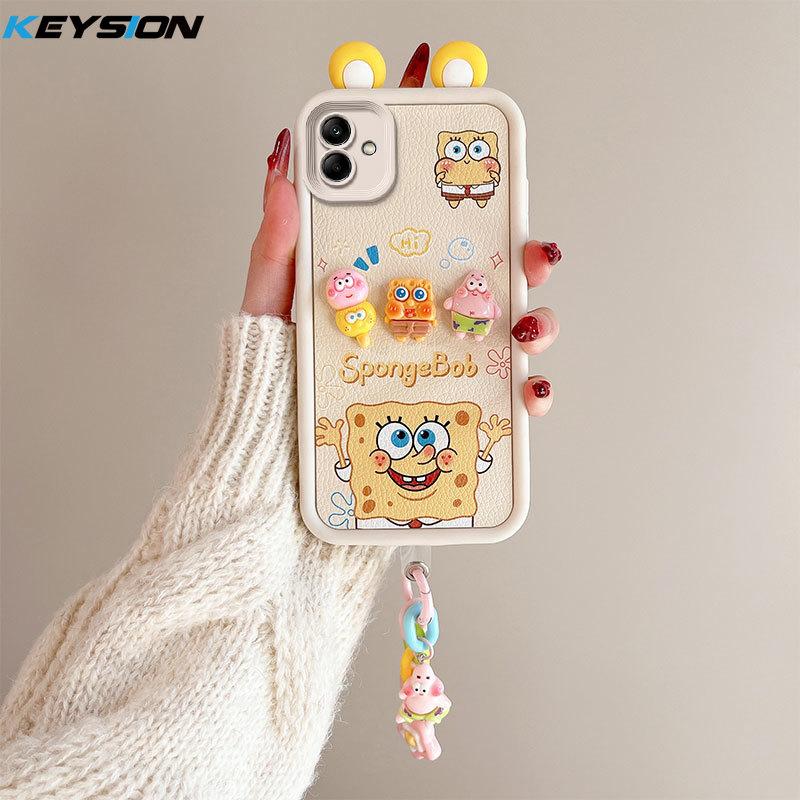 

Чехол KEYSION Cute Ear 3D Cartoon для Samsung A06 A05 A04 с браслетом, силиконовый противоударный чехол для телефона Galaxy A04 A05 A06 for Samsung A06