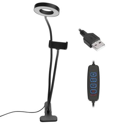 2in 1 LED Selfie Ring Light with Cell Phone Holder Adjustable Desk Lamp for Live Stream