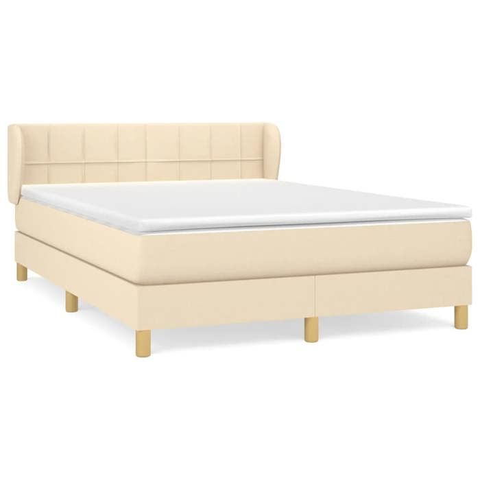 3126810 vidaXL Lit à sommier tapissier avec matelas Crème 140x200 cm Tissu