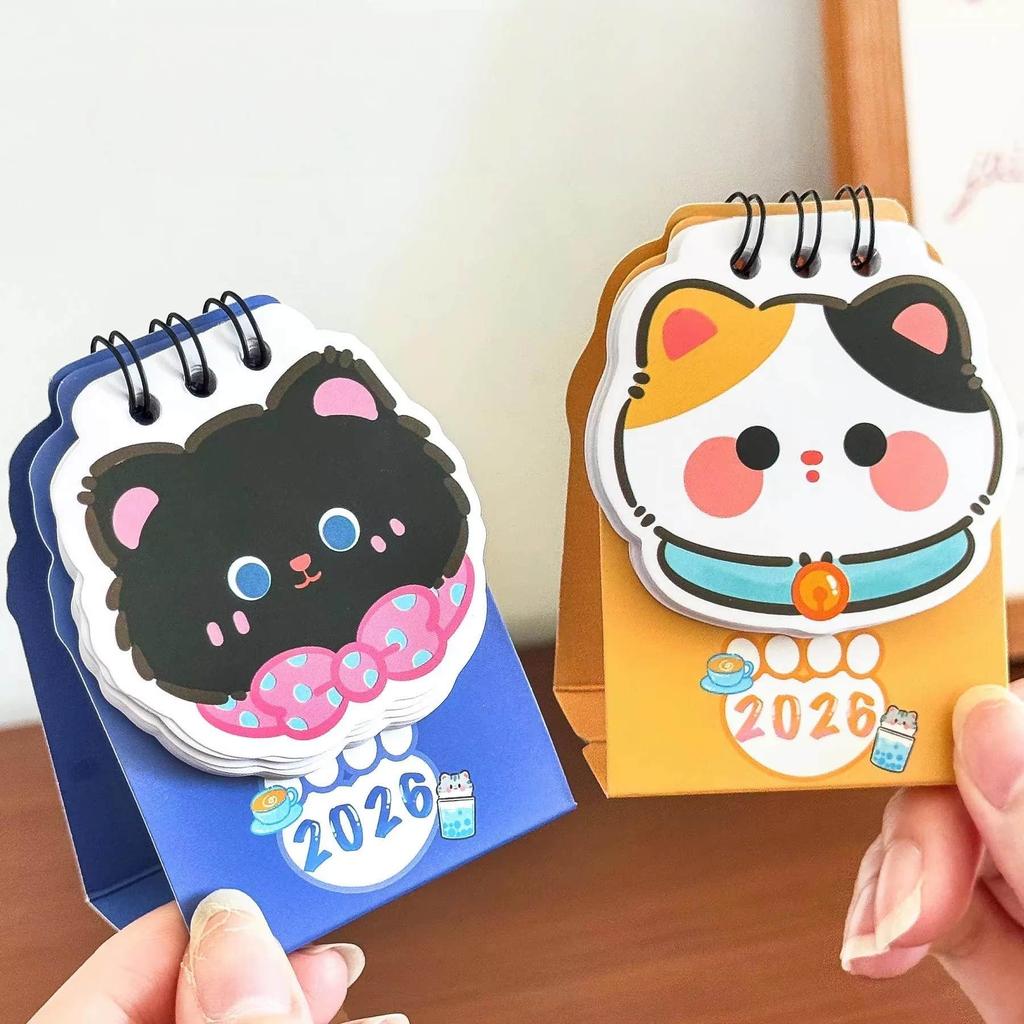 Charm Cat Mini Calendar 2026 2026 Desk Small Calendar Planner Student Girl Cute Meow Check In Calendar Schedule Office Stationer