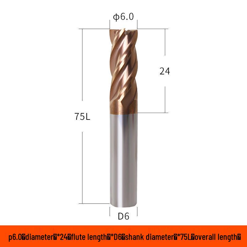 Taiwan 60° Tungsten Carbide 4-Flute Coated End Mill for Steel CNC Machining