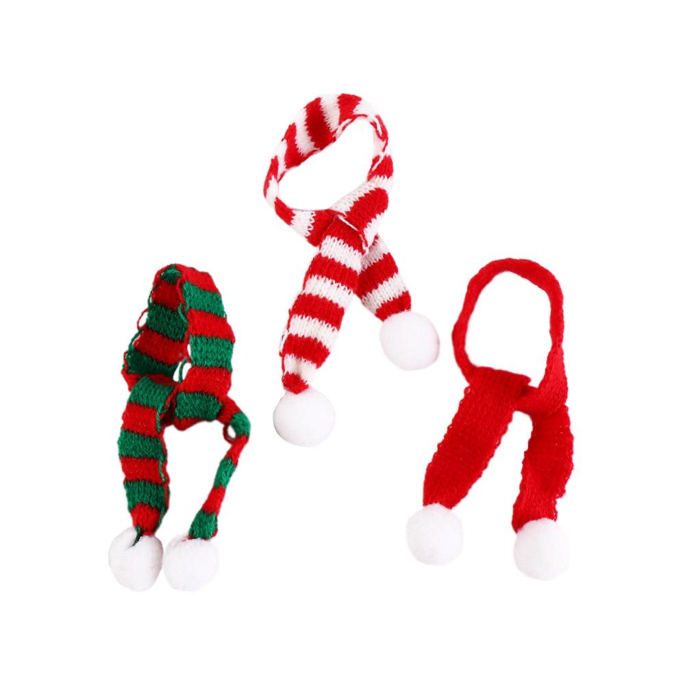 Red And White Mini Scarf Ornament Toy Stripes Mini Knitting Scarf Xmas Tree Ornament