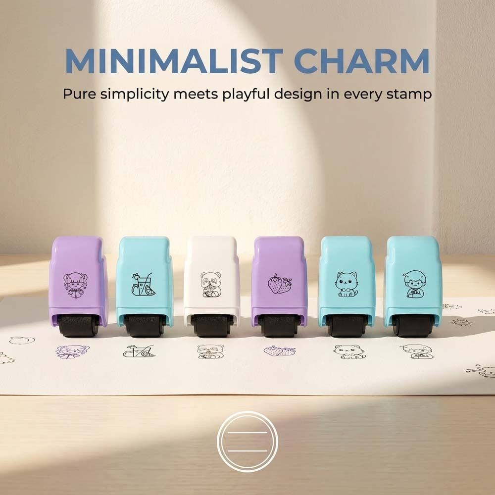 Drawing Doodle Graffiti Animals Rolling Stamp Roller Sealing DIY Handcraft Cartoon Roller Seal Fruit Panda