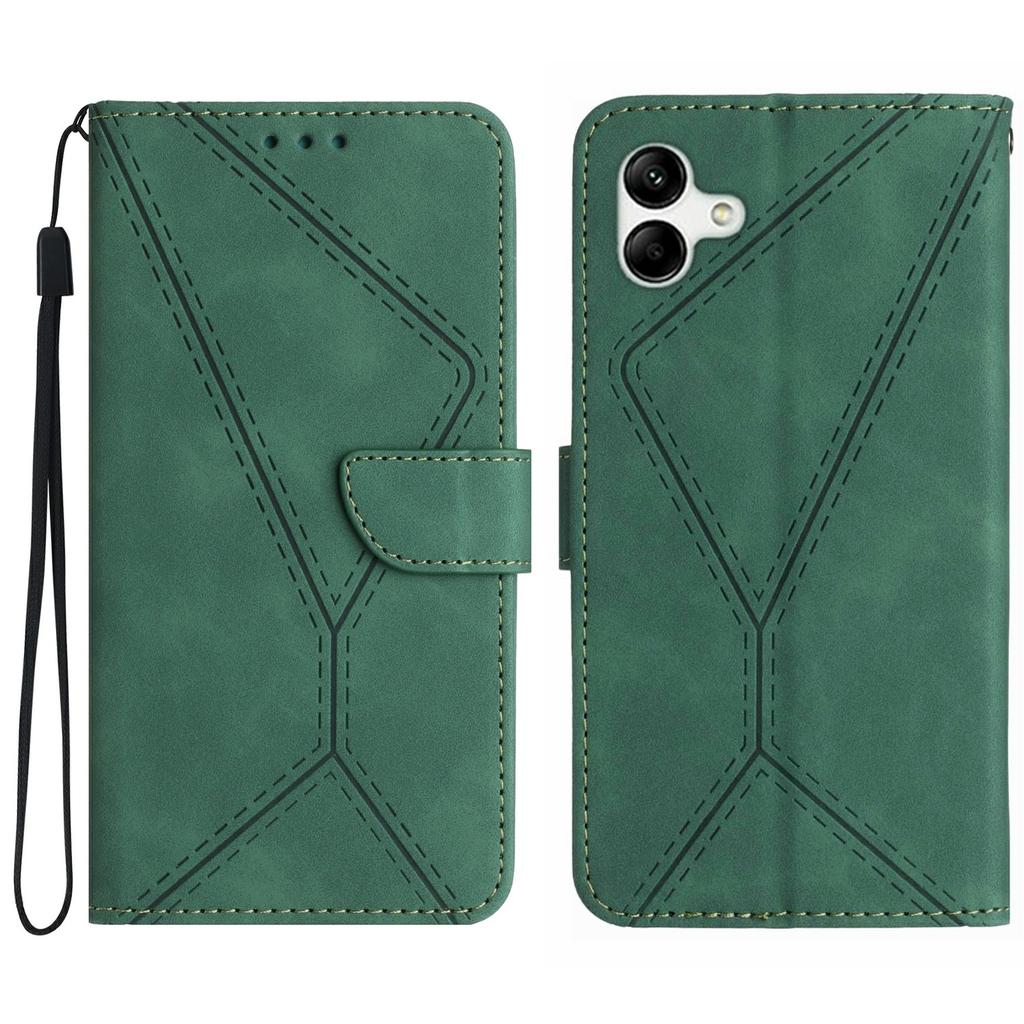 For Samsung Galaxy A06 5G Case Skin Touch Lines Imprinted PU Leather Flip Phone Cover