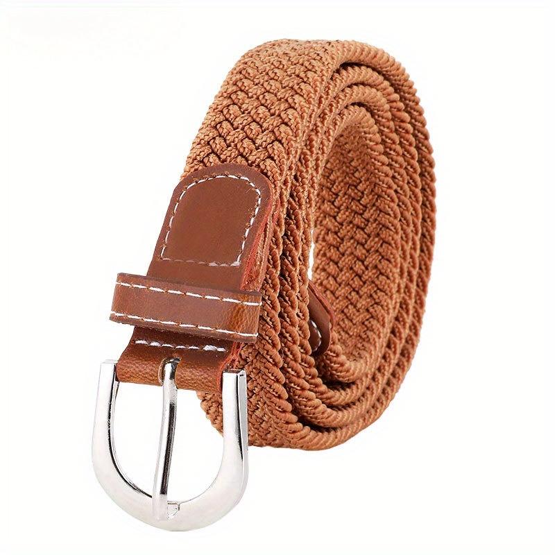 Unisex Casual Knitted Pin Buckle Jeans Belt Woven Canvas Elastic Expandable Stretch Belts for Women Men Girdle
