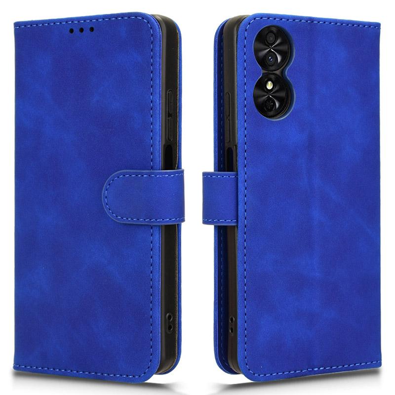 

For TCL 50 SE Case PU Leather Folio Stand View Phone Cover Skin-touch Blue