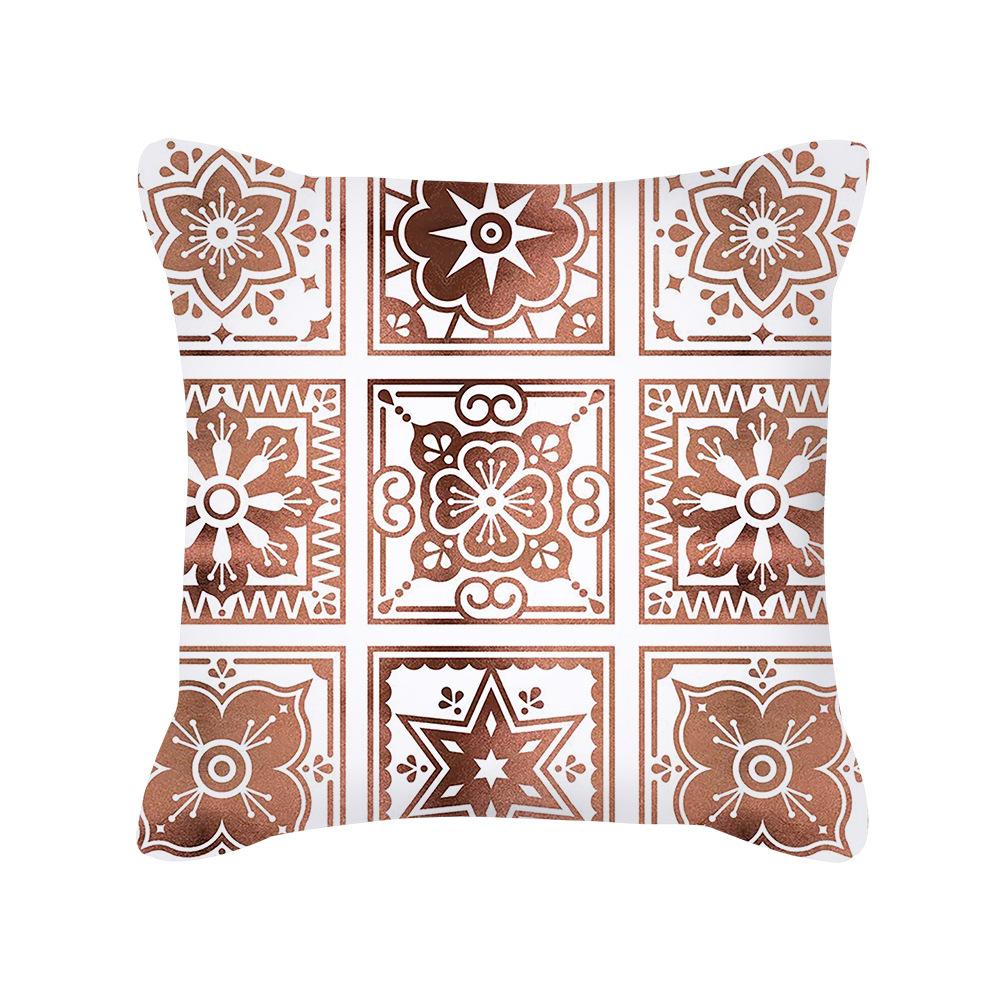 Ins Nordic Style Rose Gold Pink Geometric Square Pillow Cushion Cover