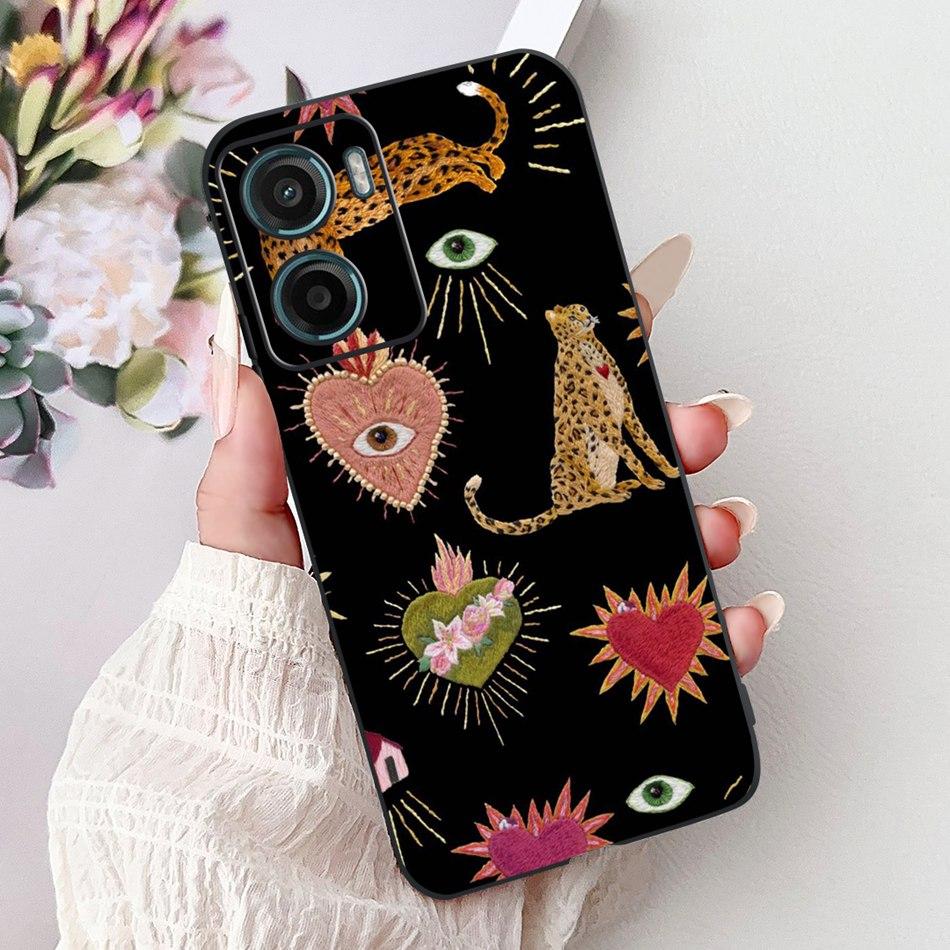 For Motorola Moto G05 G15 E15 2024 Floral Butterfly Phone Case For MOTO G05 G15 E15 4G Black Silicone Soft Lightweight Case