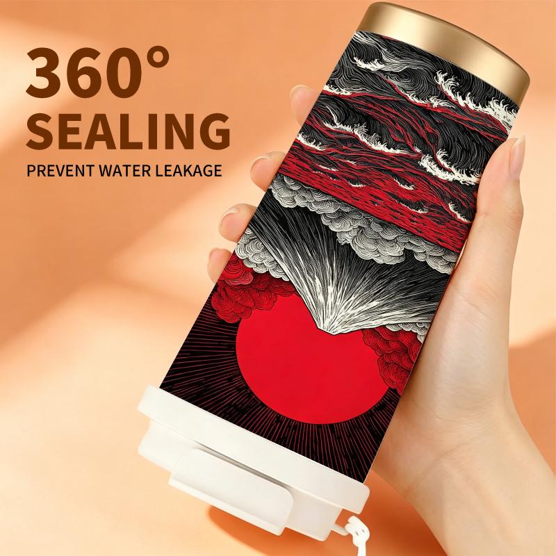 Tazza da caffè da 532 ml a tema Halloween thermos a scatto con cordino bicchiere da caffè con coperchio a scatto tazza da viaggio con cordino intrecciato tazza con coperchio a scatto a prova di perdite tazza portatile da auto