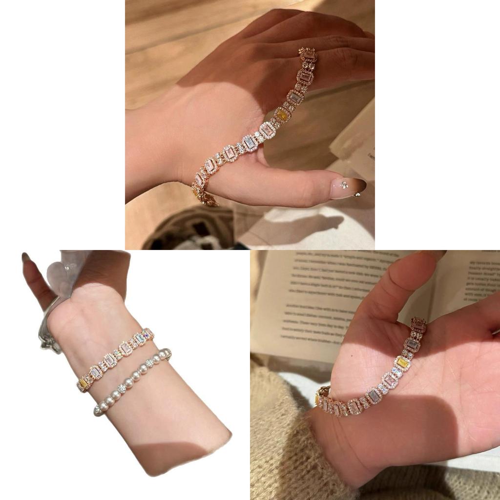 Geometric Zircon Square Fashion Bracelet For Women With Cubic Zirconia Luxury Jewelry Gift