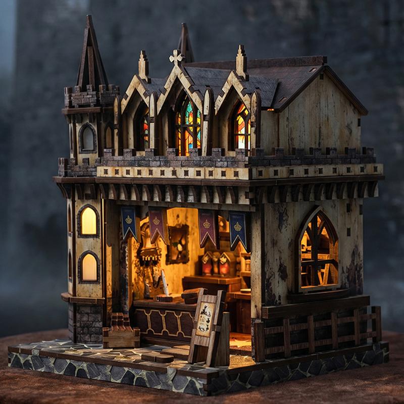 DIY Wooden Magic Store Cottage Figurines Miniatures Kits Mini Casa with Furniture for Friends Birthday Gifts Home Decor Crafts