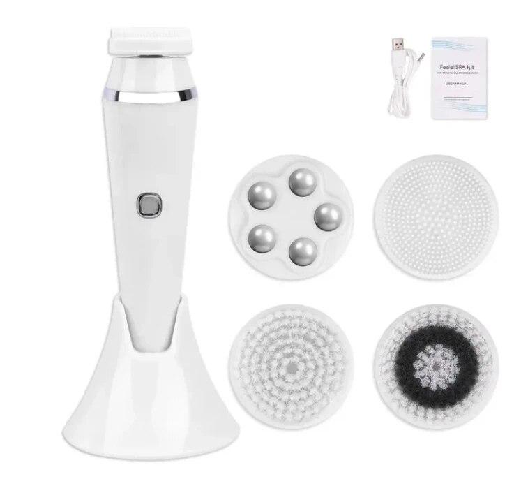 

Електричний інструмент для очищення обличчя 4 в 1 Силіконова щітка для очищення обличчя Масажер для обличчя Щітка для глибокого очищення обличчя