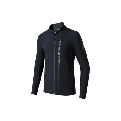 Letter Logo Print Sports Stand Collar Knit Jacket Men Jackets Black 152317701-3