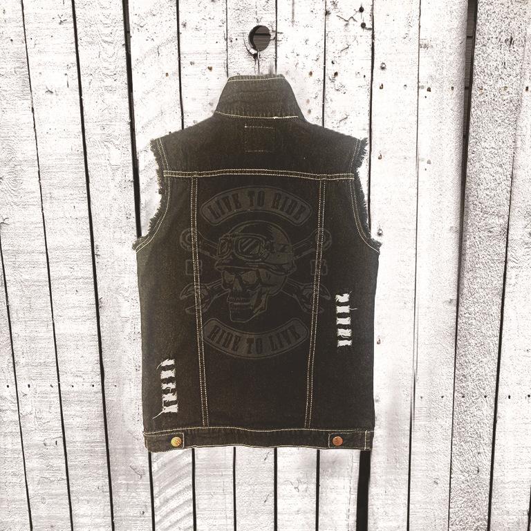 

2032 Транскордонна Європа та Америка, потерта та порвана джинсова жилетка, джинсова жилетка, чоловіча Amazon 6XL чорний