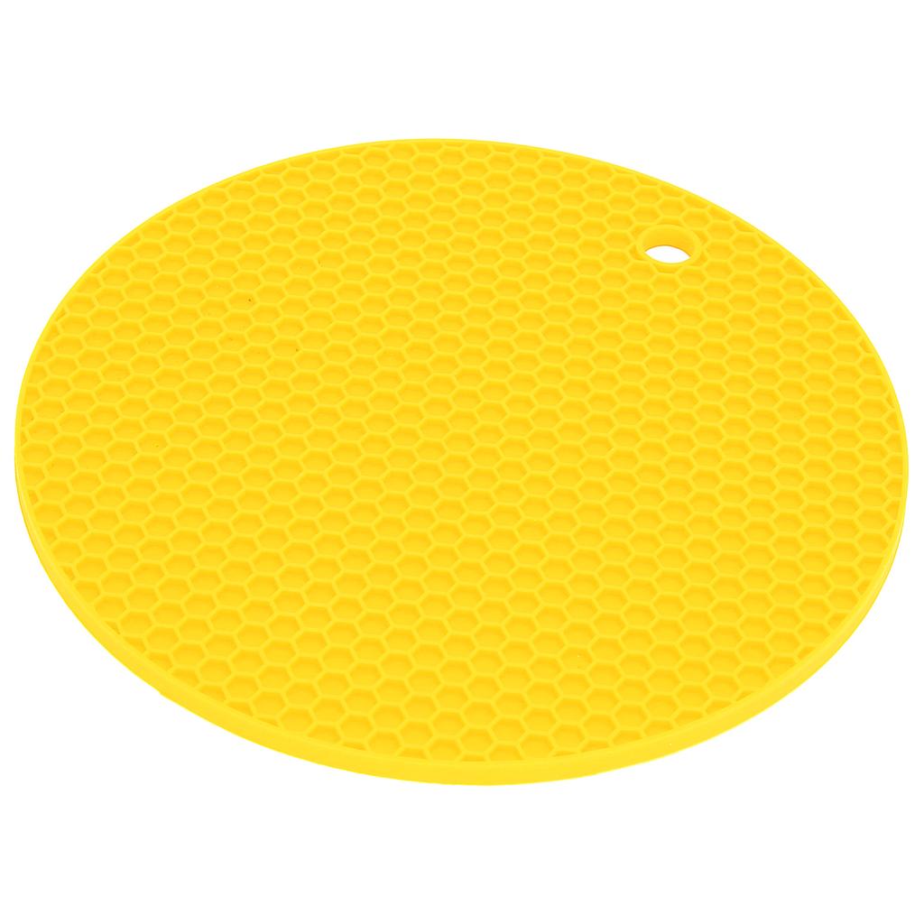 Rund Form Mat Livsmedelskvalitet Förtjockad Silikon Placemat Isolationsdyna Mikrovågsugnsmatta Gul