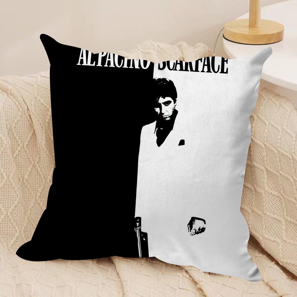 Classic Movie SScarface Cushion Cover Silky Short Plush Invisible Zipper Dustproof Sofa Pillow Case for Home Decor