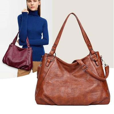 New Fashion Large Soft Leather Shoulder Bag for Middle-Aged Women – Versatile Handheld and Messenger Style with Spacious Capacity