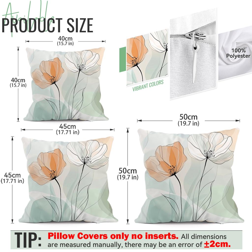4Pcs Simple Floral Print Single-Sided Cushion Cover For Living Room Bedroom Car Home Decor
