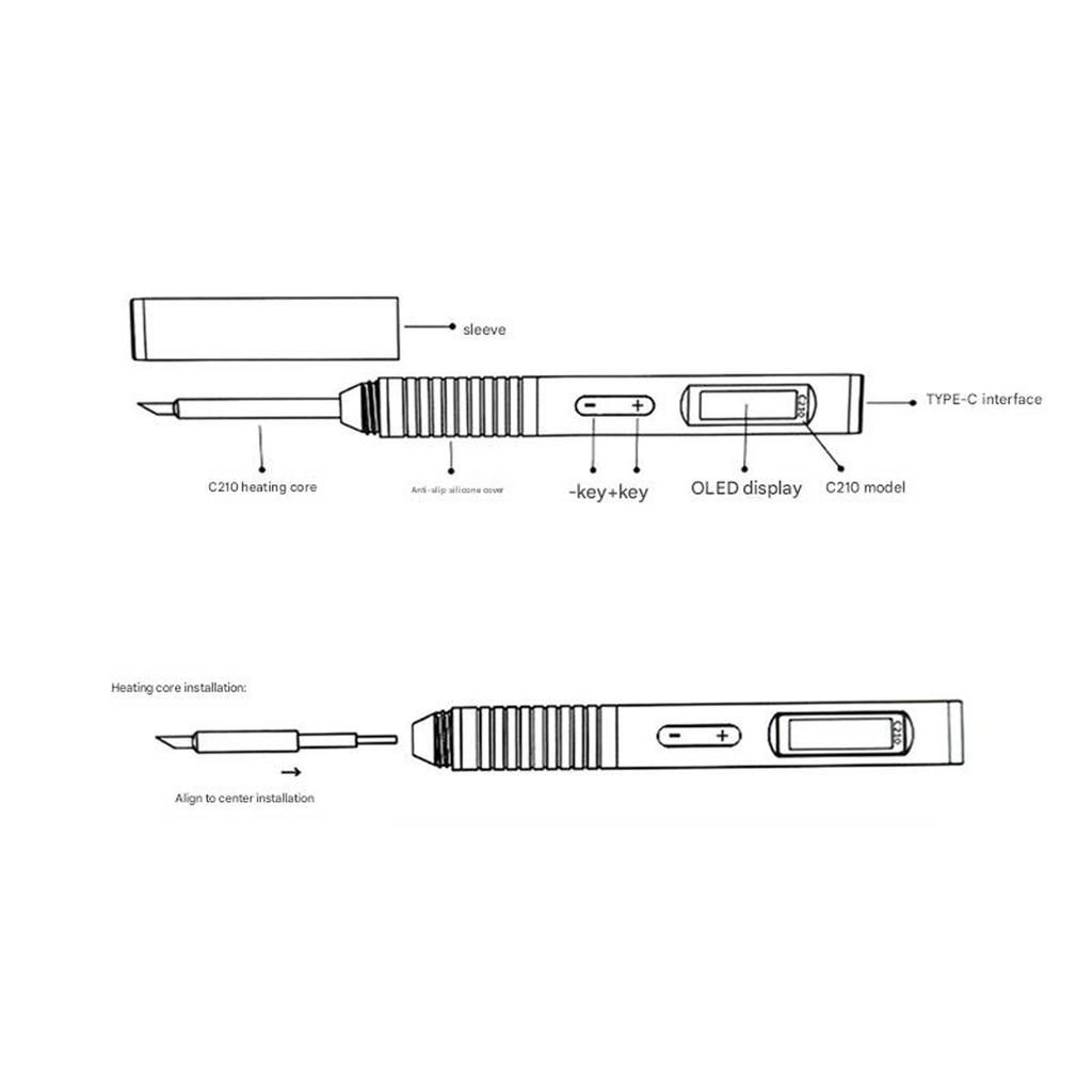 Portable Compact Soldering Iron Pen 100W Aluminum Alloy High Power Digital Display For Mobile Welding Tasks Circuit Board Work