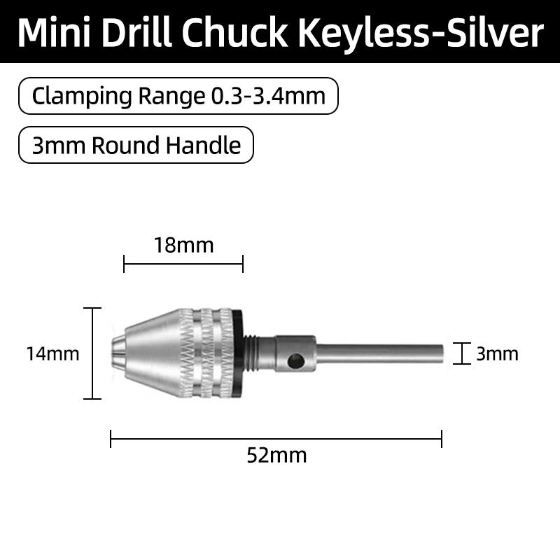 Mini Keyless Chuck Quick Change Electric Drill Bits Collet Converter Extension Screwdriver Chucks Adapter Fixture 1/4" Hex Shank