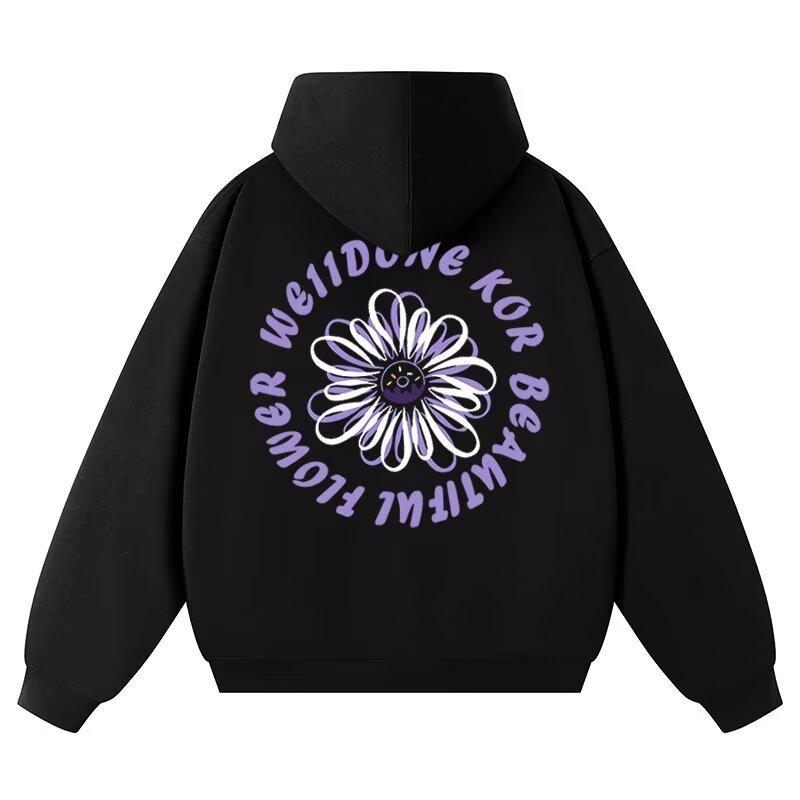 2025 Trendy American Letter Heavyweight Loose Hoodie - Unisex Spring/Autumn L чёрный