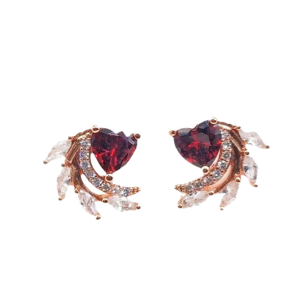 Rose Gold Phoenix Tail Stud Earrings Women's Exquisite Small High-end Earrings Fashion Versatile Earrings