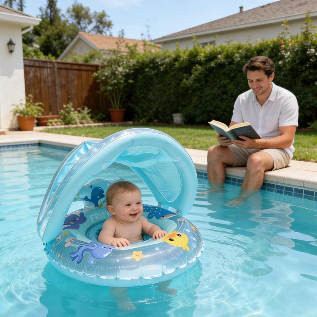 Sunshade Swim Ring Swim Tube Inflatable Pool Float Swimming Circle Swim Accessory Summer Water Sport Swim Float