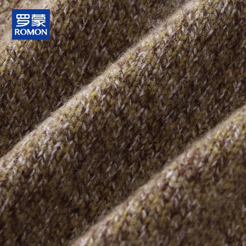 ROMON Men's 100% Pure Wool Half-High Collar Thick Knit Cardigan