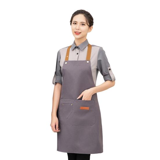 Vanntett forkle for menn kvinner justerbar lengde knyting i midjen flerlommet forkle for kjøkken grill restaurant bar kafé skjønnhetssalong neglestudio uniformer